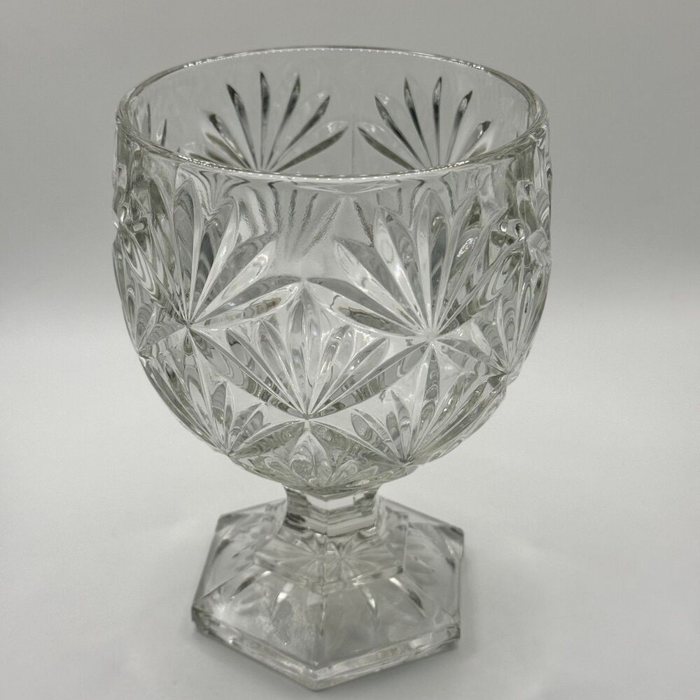 Vintage Egg Shaped Cut Glass Pedestal Candy Dish Jar with Lid, 9" - Picture 3 of 5